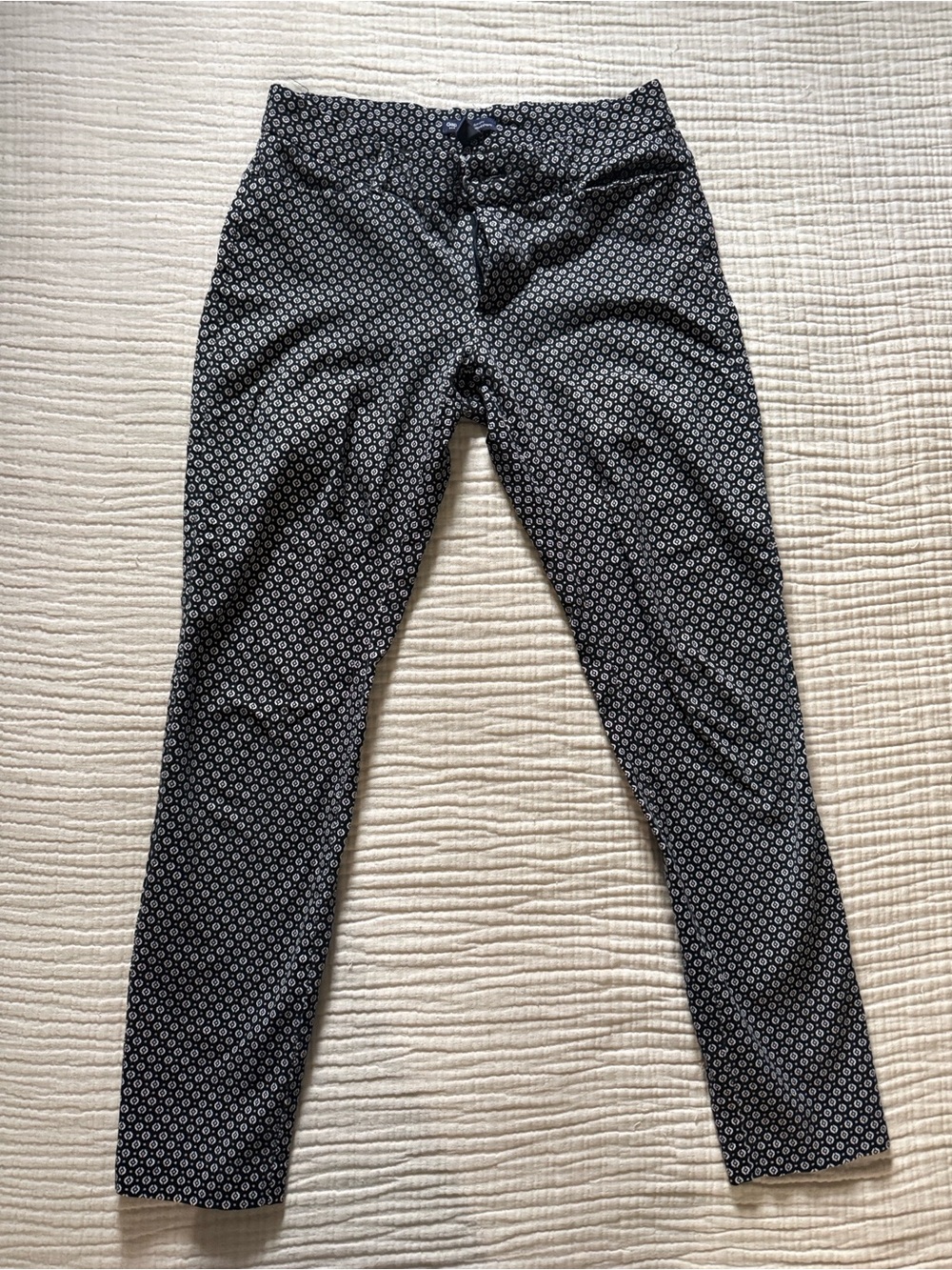 GAP Slim City Black White Geometric Print Business Casual Pants Sz 2